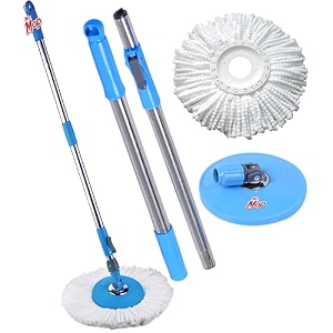 mr mop 360 degree universal mop stick rod with 1 microfiber refill  magical extendable handle pocha with easy grip handle for floor cleaning