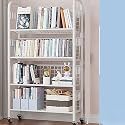 360° Rotating Bookshelf &amp; Rolling Cart - Multifunctional Storage Organizer for Home, Office, Kitchen - Space-Saving Solution for Books, Supplies &amp; Decor