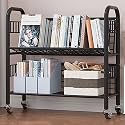 360° Rotating Bookshelf &amp; Rolling Cart - Multifunctional Storage Organizer for Home, Office, Kitchen - Space-Saving Shelves on Wheels for Easy Access &amp; Stylish Decor