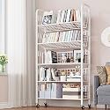 360° Rotating Bookshelf - Multifunctional Rolling Cart for Home & Office Storage, Kitchen Organizer, Space-Saving Design, Adjustable Shelves, Easy Mobility