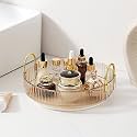 360 Rotating Makeup Organizer for Vanity, Skincare Perfume Organizers and Storage for Bathroom Countertop, Clear Counter Make Up Cosmetics Lipstick Spinning Holder for Dresser,1 Tier,Gold