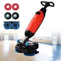 360 RPM Floor Polisher Commercial, 17" Lightweight Electric Floor Cleaner, Floor Buffer Scrubber, 360rpm, Coverage 13000 Sqft/H, Floor Scrubber for Home Office Bathroom & Small Commercial Space Red