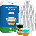 Dealusy 360 Set 3.25 oz Jello Shot Cups with Lids