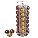 35 Coffee Pods Holder - Silver - 360° Spinning Coffee Pod Carousel Stand | Holds 35 Capsules | Compact Countertop Organizer with Silent Rotation, Durable &amp; Modern