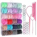 360PCS Hair Accessory Set: Elastic Ponytail Holders, Clear Organizer Box, Rat Tail Comb, 24 Colors for Kids, Toddlers, and Girls