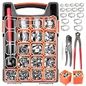 360PCS Single Ear Crimp Hose Clamps Kit,High Pressure Fuel Line Pinch Clamp