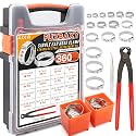 360PCS Single Ear Hose Clamps Kit with Crimper for Auto,PEX Tubing,Marine