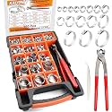 360Pcs Stepless Single Ear Hose Clamp Kit(5.3-36.1mm)with Tool for Pipeline