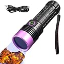 365nm Uv Flashlight,Black Light Flashlight Rechargeable Powerful,Pet Urine Detector Light for Dog Cat,Rock Hunting,Resin Curing,Looking for a Scorpion...(Batteries are Included)
