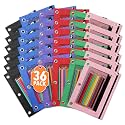 36Pcs Pencil Pouch for 3 Ring Binder - Pen Case 3 Hole Pencil Pouch Zipper Bag Holder Bulk Accessories Clear Window Aesthetic Organizer Pockets