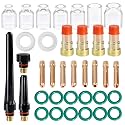 36 Pcs TIG Welding Torch Stubby Gas Lens #4 - #12 Glass Cup Kit