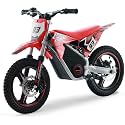 36V Electric Dirt Bike for Kids, Peak 500W Powerful Motorcycle for Ages 5-10, Dual Shock Absorption, 3 Speed Modes, Safe Disc Brake, 14" Off Road Tires, Red