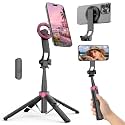 37''Magnetic Phone Tripod, Portable Selfie Stick Tripod &amp; 4-Leg Base