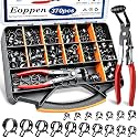 370Pcs 6-25mm Spring Hose Clamps Assortment Kit with 45° angle Hose Clamp Plier - 17 Sizes Constant Tension Hose Clamps for Fuel Line Silicone Vacuum Hose Low Pressure Air Clamps