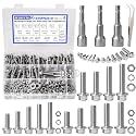 370PCS Metric Flange Bolt Assortment, M6x1.0, M8x1.25, M10x1.5 (12mm to 40mm) Hex Head Bolts and Nuts Assortment, Stainless Steel 304 Flange Bolts Nuts Washers Kit Hakkin, Hex Socket Included