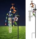37in Solar Butterfly Rain Gauge Copper Faucet Metal Garden Stake Decor
