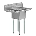 38 in. x 22 in. Stainless Steel One Compartment Sink with 16 in. x 14 in. Bowl and Dual 12 in. Drainboards. NSF