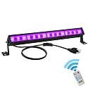 38W LED Black Light Bar Blacklight Bars with Plug and Switch Light Up 22x22ft Area for Glow Party Halloween Parties Bedroom Decorations Stage Lighting -1pack Carrying a Remote Control