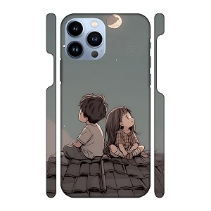 Boy Girl Sitting on Roof Printed