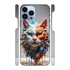 Cat -Paint Drops Art Printed Hard