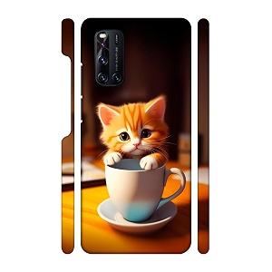 Cute Cat with Cup Printed Hard Mobile
