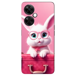 Cute Rabbit-with Suitcase Printed Hard Mobile Back