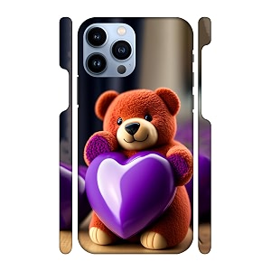 Cute Teddy-Purple Heart Printed Hard Mobile Back