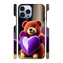 3939Cute Teddy3939-Purple Heart Printed Hard Mobile Back