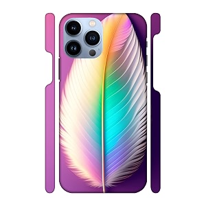 Feather - White-Sky Blue Printed Hard Mobile