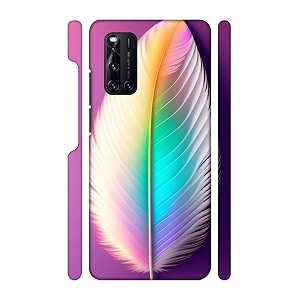 Feather - White-Sky Blue Printed Hard Mobile