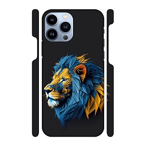 Lion- Blue-Yellow Printed Hard Mobile Back Cover