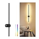 GOODATE 23.6 Inch Battery Operated Wall Sconce, 12000mAh Rechargeable Wall Sconce with Remote Control, Dimmable LED Wireless Wall Light for Bedroom, Living Room, 15 Colors, 180° Rotate, Black, 1 Pack