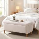 39.4”Ottoman with Storage,Upholstered Comfy Storage Bench Ottoman with Wooden Legs,End of Bed Bench Footstool for Hallway Entryway Bedroom Living Room (1, Beige)