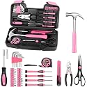 HANGYING 39-Piece Household Tool Set, Pink Tool Kit for Women with Toolbox