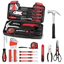 HANGYING 39-Piece Household Tools Kit, Red Home Tool Set with Storage Case