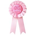 It's My Birthday Badge Pin Pink Birthday Ribbon Pin for Women and Men White &Black Happy Birthday Brooch Pins Party Decorations Gifts