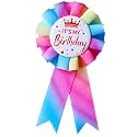 It's My Birthday Badge Pin Pink Birthday Ribbon Pin for Women and Men White &Black Happy Birthday Brooch Pins Party Decorations Gifts