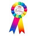 It's My Birthday Badge Pin Pink Birthday Ribbon Pin for Women and Men White &Black Happy Birthday Brooch Pins Party Decorations Gifts