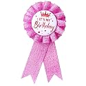 It's My Birthday Badge Pin Pink Birthday Ribbon Pin for Women and Men White &Black Happy Birthday Brooch Pins Party Decorations Gifts