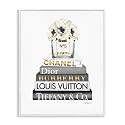 'White Poppies Grey Fashion Books'| Framed Giclee Art