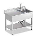 39in Freestanding double-layer Stainless Steel Utility Sink with Workbench