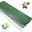 12 Inch Dark Green Floral Stem Wire Crafting Floral Paper Wrapped Wire for Artificial Flowers Making, Plant Stub Stem, DIY Flower Arrangement (200 Piece, Green Floral Wire)