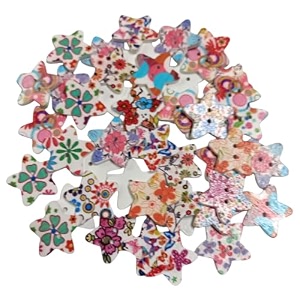 multicolor wooden buttons for craft decoration sewing amp diy crafts material size 15mmx15mm assorted print star shape 25pc 30mm size