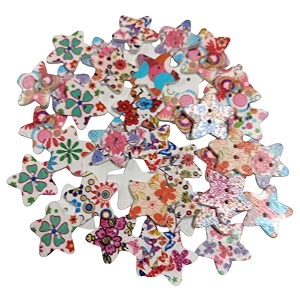 multicolor wooden buttons for craft decoration sewing amp diy crafts material size 15mmx15mm assorted print star shape 25pc 30mm size