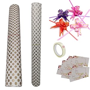 3a featuretail polka dot gift wrapping paper gifts wrap sheets packing paper sheet for birthday gift pack 25 sheets golden amp silver polka dot combo