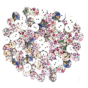 multicolor wooden buttons for craft decoration sewing amp diy crafts material size 15mmx15mm multicolor floral print set of 100pc