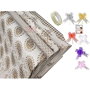 3a featuretail printed gift wrapping paperassorted design size - 1934 x 2834 in gifts wrap sheets premium sheet for birthday gift pack golden gift wrap combo 15pc set