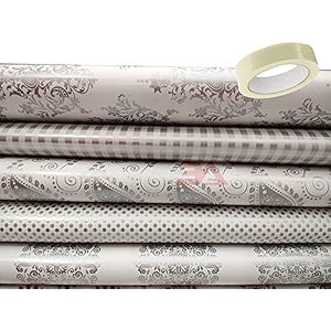 3a featuretail printed gift wrapping paper assorted design gifts wrap sheets premium sheet for birthday gift pack 15 sheets silver pattern with 1 adhesive tape pack of 1