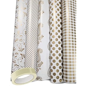 3a featuretail printed gift wrapping paper sheets 10 sheets of assorted design size - 1934 x 2834 in gift wraps premium sheet for birthday gift pack golden patten with 1 adhesive tape 10