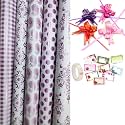 3A Featuretail Printed Gift Wrapping Paper(Assorted Design, Size - 19" x 28" In) Gifts Wrap Sheets, Premium Sheet for Birthday Gift Pack (Magenta Print, 25 Pc Gift Wrap Combo)